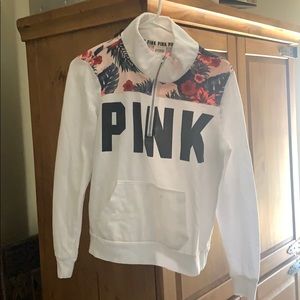 Pink floral quarter zip up!